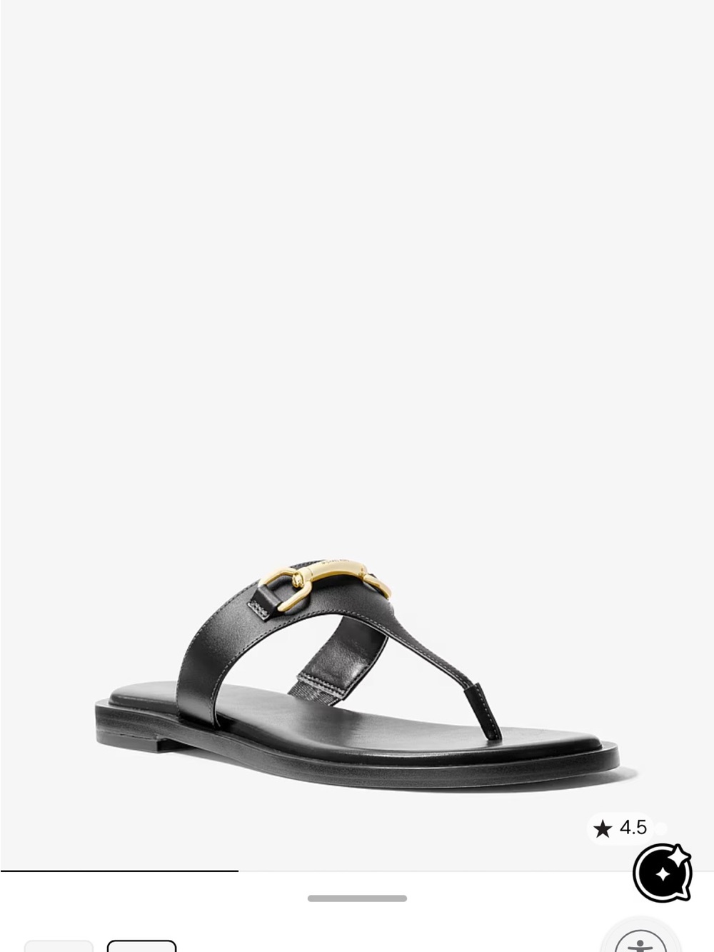 Michael Kors Black Leather Thong Sandal with Gold Hardware Sz 8